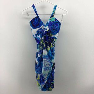 Jantzen Womens Swim Dress Blue White Floral 10